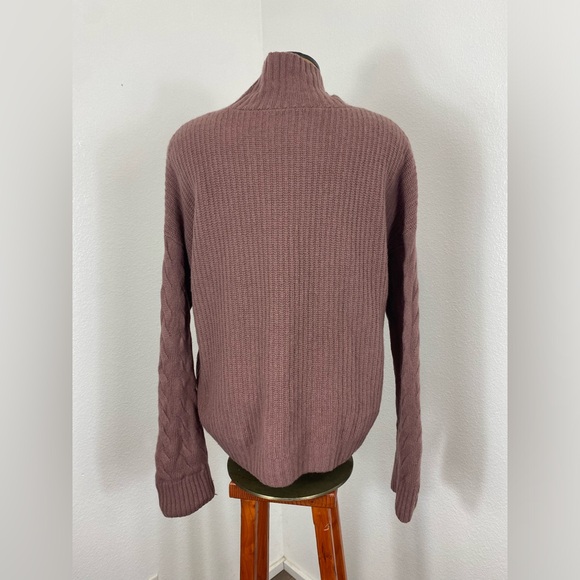 Gentle Herd Women’s Sweater M Slouch Turtle Neck In Mauve Cable Sleeve Yak Wool - Picture 15 of 15